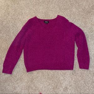 Express vneck sweater magenta